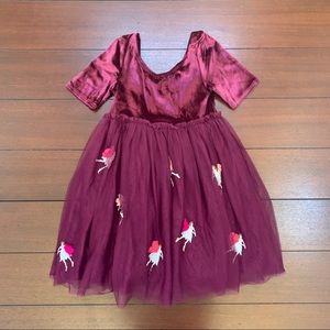 Mini Boden Beetroot Purple Fairies Velvet Dress